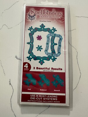 Spellbinders Shapeabilities Snowflake Frame Dies ~ 4 Different Sizes & Shapes