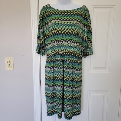 Emma & Michele Retro 70s Green Zig Zag Dolman Sleeve Tie Waist Dress Size 8 | eBay Emma & Michele Retro 70s Green Zig Zag Dolman Sleeve Tie Waist Dress Size 8 | eBay