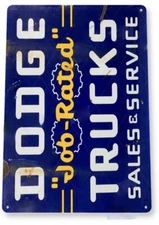 DODGE TRUCKS TIN SIGN SALES SERVICE DEALER DEALERSHIP HEMI 440 BADGE