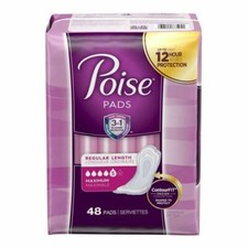 Poise MAXIMUM Absorbency Regular Incontinence Pads 48 Count