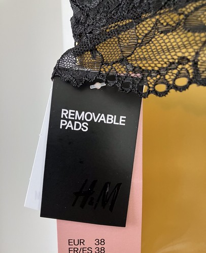 H&M Black Lace Bralette with Removable Pads UK10 NEW - Picture 6 of 6