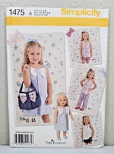 Simplicity Pattern 1475 Childs Dress Top Pants + More Sz 3 To 8 FACTORY FOLDED