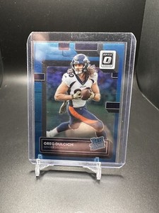 Greg Dulcich 2022 Panini Donruss Optic Rated Rookie Aqua 007/299 #288 Broncos
