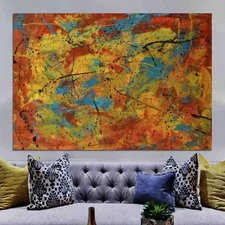 64”X44” Mark Little original canvas ￼painting OOAC Acrylic,Abstract, Action XL