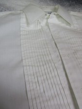 Vintage White LION OF TROY Size 16 1/2 / 34 Pleated Tuxedo Dress Shirt Large