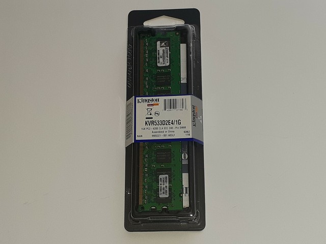 Kingston valueram memory 1gb dimm 240pin ddr2 533mhz / pc2-4200 - cl4 1.8v niet-gebufferd - ecc (740617077803)