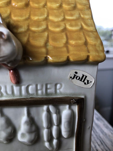 Vintage 1970s Ceramic Piggy Bank Butcher Shop w/ Cat Stealing Sausages Humorous - Picture 9 of 9