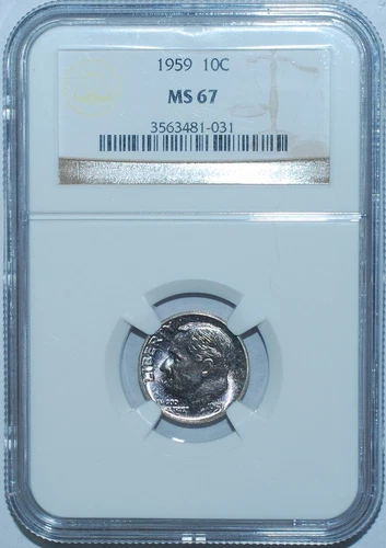 1959 NGC MS67 Roosevelt Dime End Roll Toned