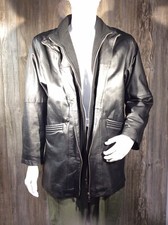 Vintage Marc Mattis Lined Leather Coat Mens Womens Size Large, D4