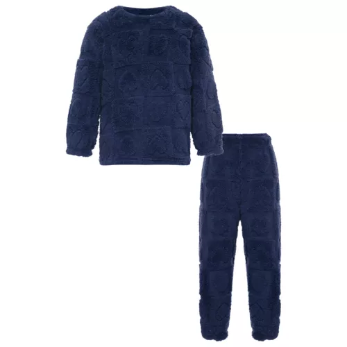 Kids Boys Girls Pajamas Set Solid Color Tops With Pants Round Neck Flannel Suit - Foto 68 di 72