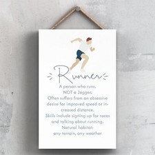 Runner Talking About Running Themed Jogger Man Cave Gift Wooden Hanging Plaque