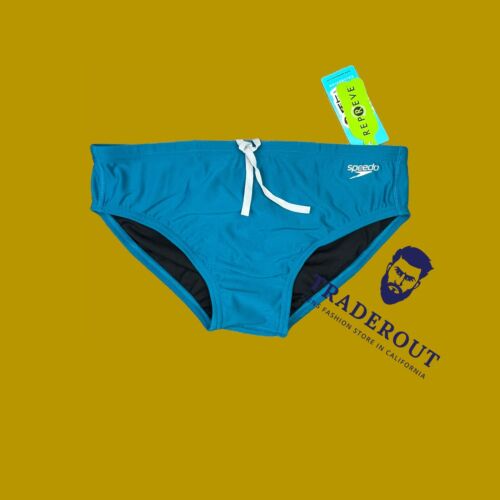 Speedo Men Ocean blue Endurance Solid one Brief Swimwear size 32 34 36 38 - Picture 1 of 8