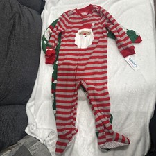  NEW Set Of 2 Carter's Christmas Pajamas Set w/ Santa Fleece Footed Size 3T