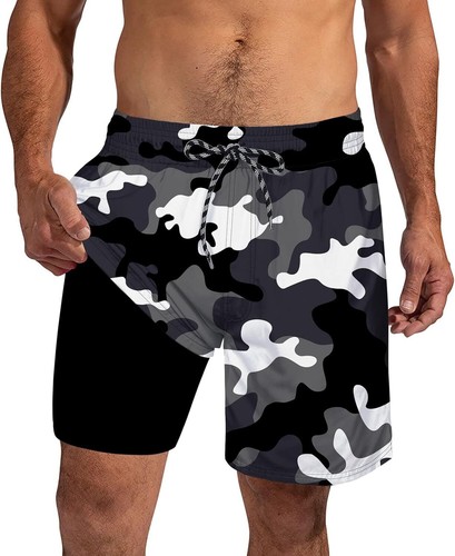 Mens Quick Dry Swim Trunks 7" Compression Liner Phone Pocket Swimwear Shorts - Picture 26 of 40
