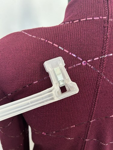 St. John Evening Crystal Burgundy Wine Santana Wool Sheath Dress 4, $1,245 - Picture 8 of 12