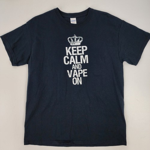 New Gildan Adult Mens Medium Heavy Cotton Keep Calm Vape On Solid Black T-Shirt - Picture 4 of 12