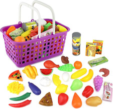 Pretend Food  Grocery Cart for Kids - Basket Toy Set for Kids  Toddlers 3 , 32