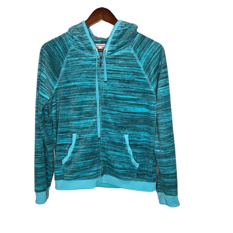 Juicy Couture XL/L Velour Tracksuit Matching Set Hoodie Shorts Yellow Blue Pink - Image 2 of 4