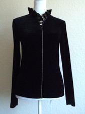  A Vintage 90s Y Black Velvet Beaded Jacket Woman's Size-S 