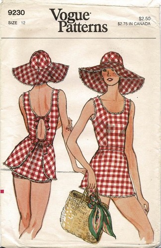 Two-piece SWIMSUIT Bathing Suit FLOPPY Sun Hat Vogue 9230 Vtg 1975 Sew Pattern - Picture 14 of 19