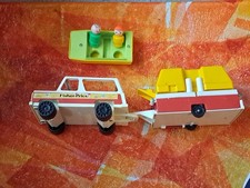 Fisher-Price 992 Little People Jeep Zeltanhänger Oldtimer 1979 zwei Figuren Konvolut.