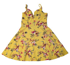Almost Famous Yellow Floral Dress Women's Large Spaghetti Strap Sundress