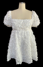 Babydoll Dress White Sz Small Coquette Fairycore Romantic Whimsical Puff Sleeve