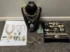 Large Lot Vintage Gold Tone Jewelry 37pc/Many Signed Swarovski AK 925 Trifari+++