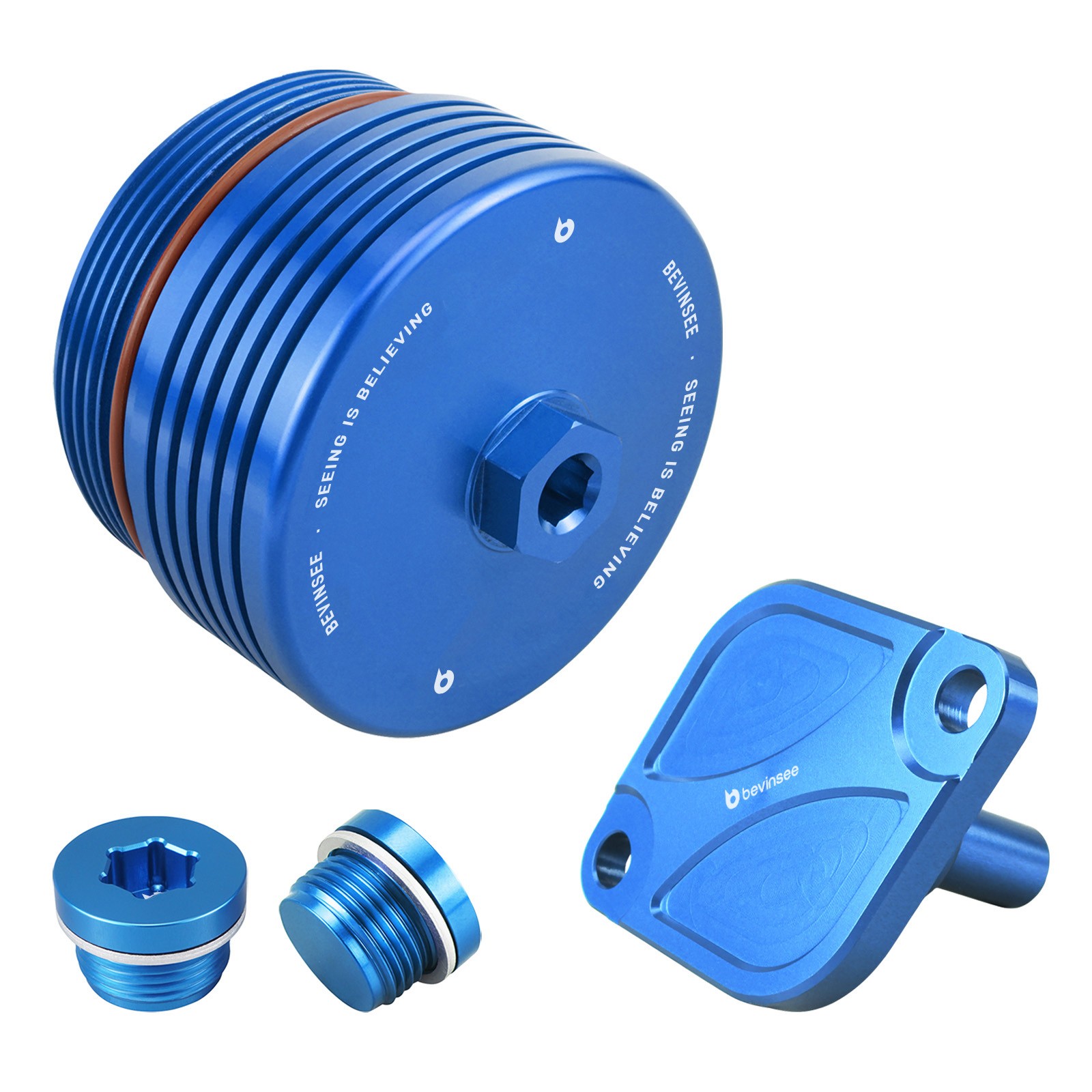 Aluminum Oil Filter Cap and Oil Thermostat Housing Plug Cover For BMW N54 N55