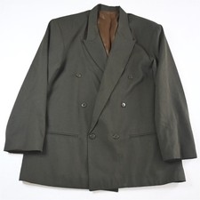 Vtg USA Made Double Breasted 46R Dark Green Mens Blazer Suit Jacket Sport Coat