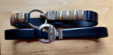 TWO VINTAGE CHICO'S BLACK LEATHER BELTS S/M ADJUSTABLE