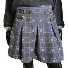 Harry Potter Ravenclaw Plaid Pleated Skirt with Buckles  Size Medium