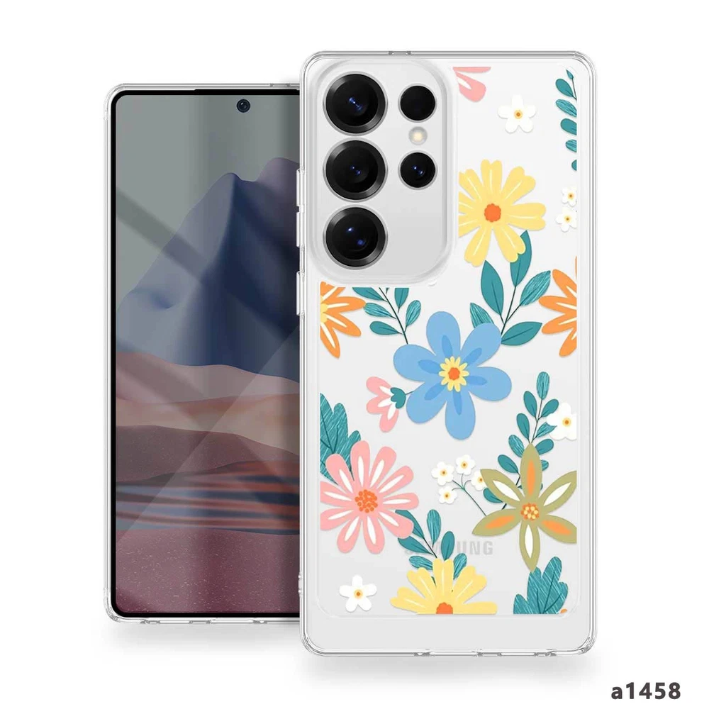 Crystal Clear Floral Phone Case for Samsung Galaxy S24 FE S23 S25 A25 A34
