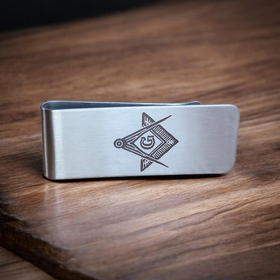 Masonic Stainless Steel Money Clip Free Mason Wallet