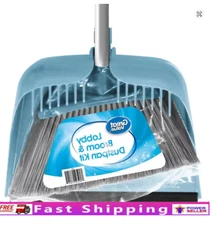 Lobby Broom & Dustpan Kit Long Handle Compact Design with Comb for Home