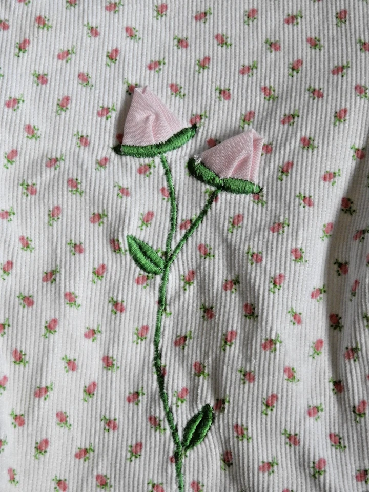 Винтажный детский вельветовый комбинезон из 1 предмета с цветочным узором белая роза 6-9 месяцев - Изображение 2 из 4