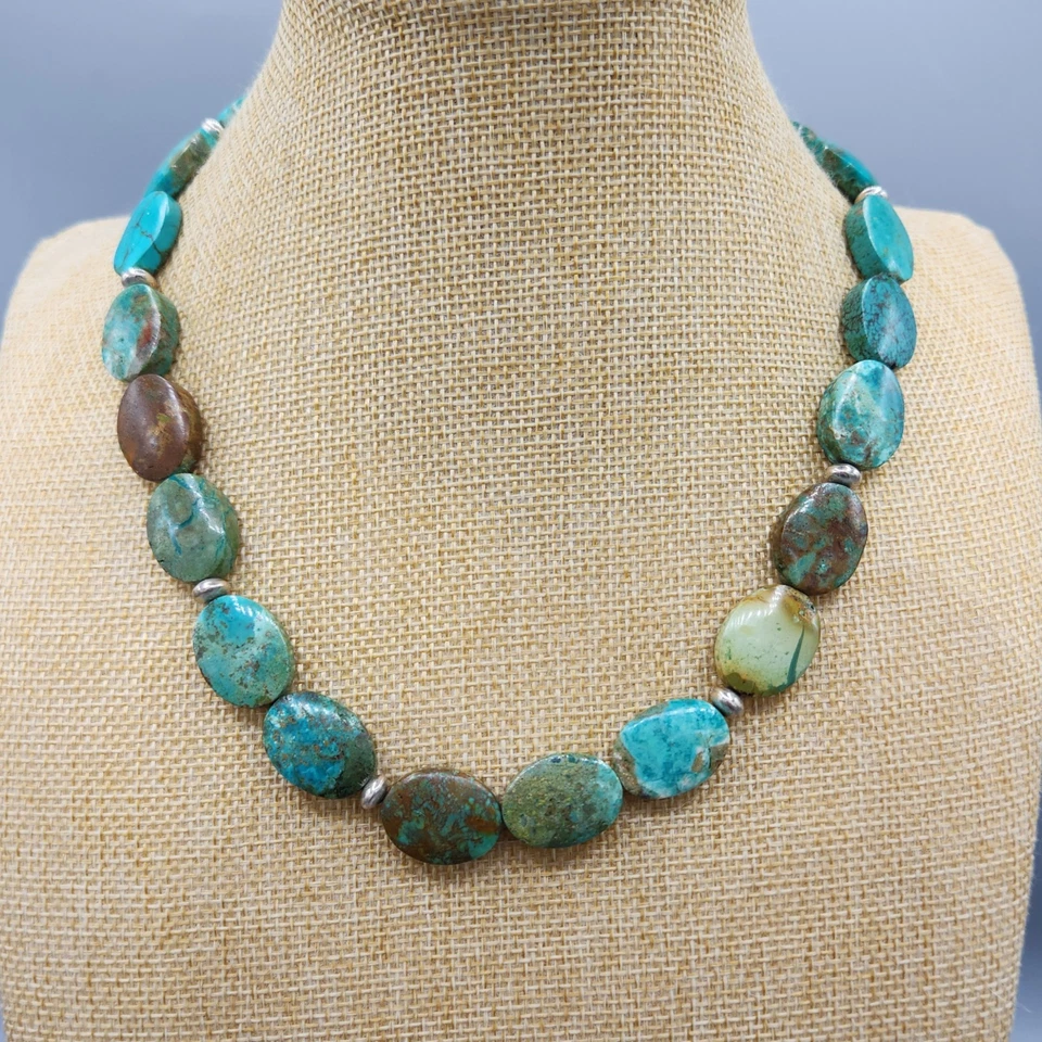 Collar de plata esterlina turquesa piel roja ovalada Jay King Dtr Mine Finds 21" 62 g Foto 3 de 4