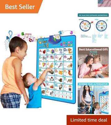 Blue ABCs and 123s Wall Chart for Toddlers 1-3 | Perfect Gift for Early Learners