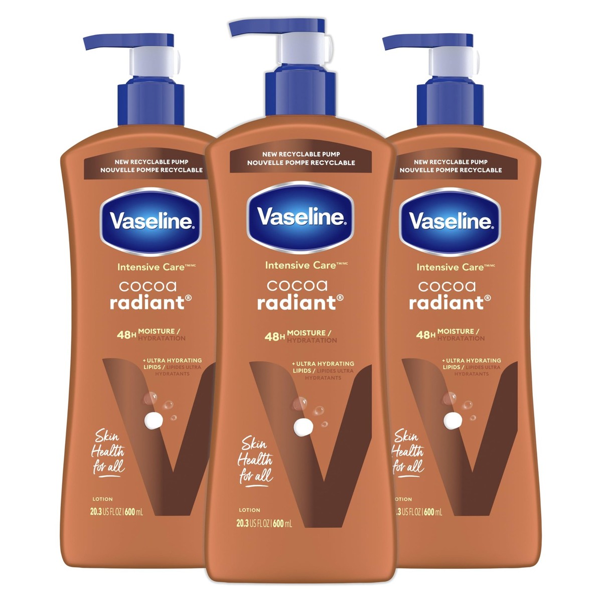 Vaseline Intensive Care Body Lotion 20.3 Fl Oz (Pack of 3), Cocoa