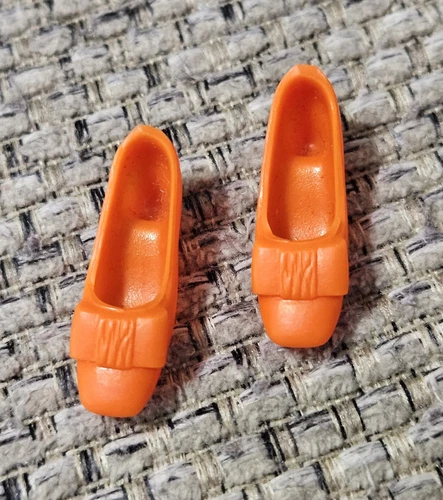 2005 Mattel Repro Squishy Orange Bow Shoes - Vintage Barbie - Never Played With