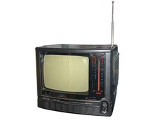 a vintage Action 5-inch portable black and white television, model ACN-3501.