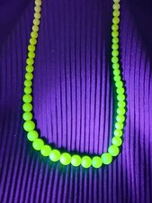 Uranium Glass Yellow Glow 74 Graduated Bead Necklace With 'C' Clasp  60 cm