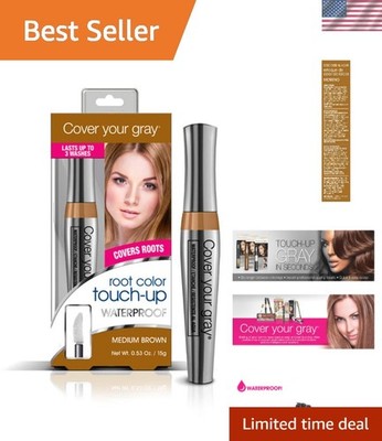 Effortless Waterproof Hair Color Brush - Medium Brown, Lasts 3 Shampoos