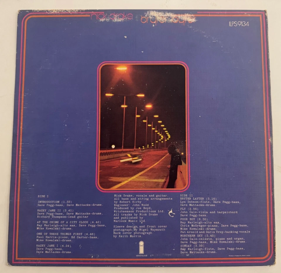 Nick Drake LP "Bryter Layter" Island 9134 UK Textured Cover ~ RARE ~ NM Beauty! - Image 2 of 4