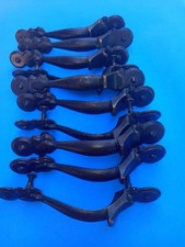 10 Black Vintage National Lock Cabinet Door/Drawer Handle Pulls Some Wear 5 3/4"