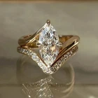 Marquise Cut Lab Created Diamond Engagement Wedding Ring Set 14K Yellow Gold FN