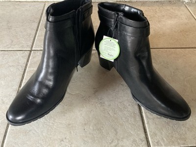 ECCO Women's Leather Black Ankle Boots Round Toe. US 11 New w/o box!