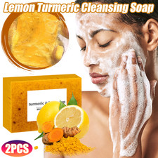 NEW 2-PACK Glow Lemon Turmeric  Kojic Acid Brightening Bar Soap 2 Bars