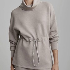 Varley Freya DoubleSoft Cinch Waist Sweatshirt M Taupe Athleisure