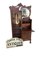 67010 Antique Mahogany Side By Side Desk with Bookcase